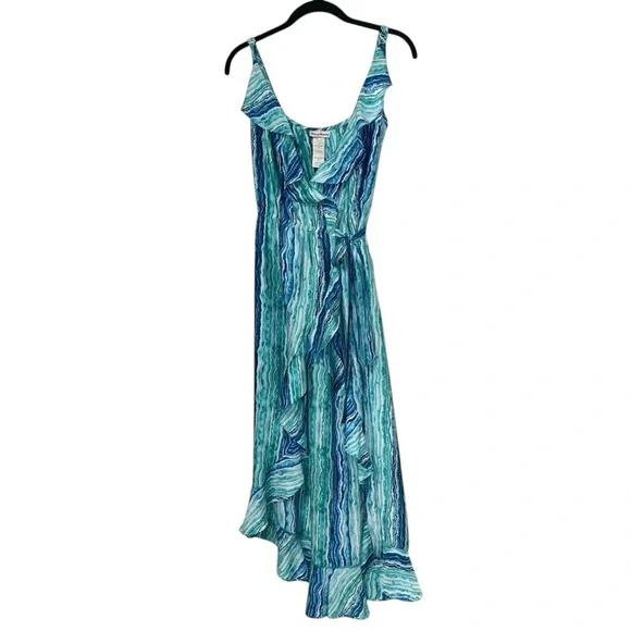 Tommy Bahama Womens Dress Teal Batiki Tiki Tambour Sleeveless Maxi Sz XS Tall - Picture 4 of 7